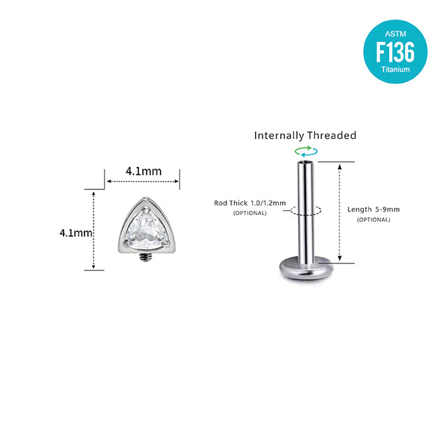 F136 Titanium Cat Ear Spike Stud–Internally Threaded Helix&Cartilage Piercing Jewelry Hypoallergenic&Punk-Inspired