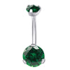 Double CZ Titanium Belly Ring Internally Threaded Navel Jewelry
