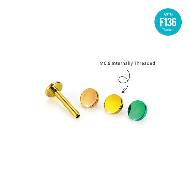 F136 Titanium Flat Back Disc Stud–Internally Threaded Piercing Jewelry for Ear,Cartilage,Lip Sleep-Friendly&Hypoallergenic