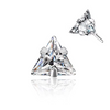 Titanium Labret Top with CZ – 3/4/5 Prong Set Square, Star, Heart, Triangle | 16G Internally Threaded or Push Pin Lip & Helix Piercing