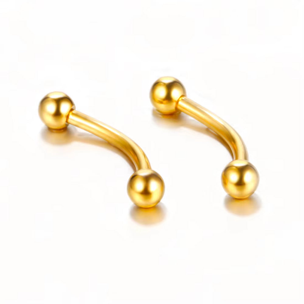 Unisex Simple Style Titanium Curved Barbell – High Grade CZ Piercing Ring