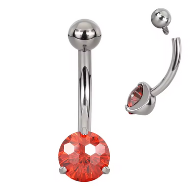 Titanium Belly Button Ring with Prong-Set CZ–Hypoallergenic Navel Piercing Jewelry