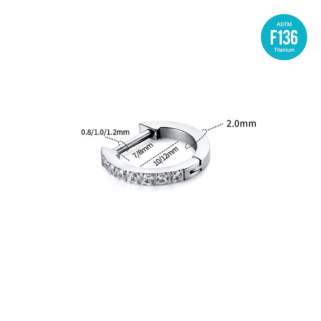 F136 Titanium D-Shaped CZ Hoop with Straight Bar–Ultra Sparkling Hypoallergenic Cartilage Ring