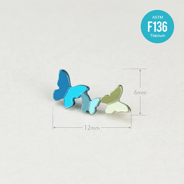 Medical Grade Titanium 16G Internally Threaded Triple Butterfly Helix Stud