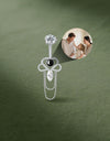 Heart Belly Button Ring with Chain Custom Photo Micro Projection Romantic Piercing Jewelry