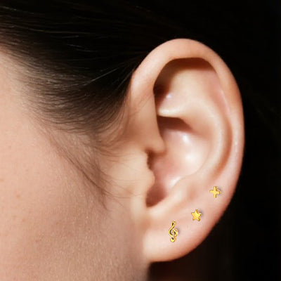 14K Solid Gold Minimalist Piercing Stud Dainty Helix/Cartilage Earring
