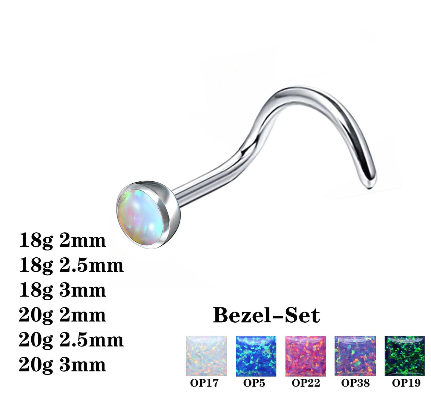 Internally Threaded Titanium Nose Piercing – Bezel Gem Set