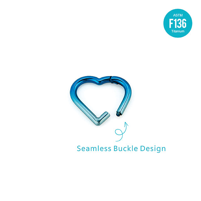 F136 Titanium Heart-Shaped Hoop Ring–Hypoallergenic Piercing Jewelry for Cartilage&Helix