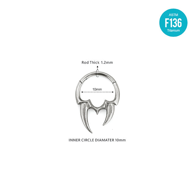 F136 Titanium Vampire Fang Septum Ring–Hypoallergenic Punk Piercing Jewelry for Nose,Ear,Cartilage Halloween Edition