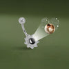 Flower Belly Button Ring with CZ Crystal Custom Photo Projection Personalized Memory Piercing Jewelry
