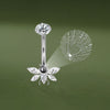 Butterfly Belly Button Ring with CZ Crystal Micro Projection “I Love You” in 100 Languages Piercing Jewelry