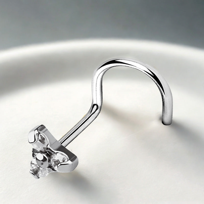 Medical Grade Titanium Nose Studs – Fire Top Opal & CZ Set