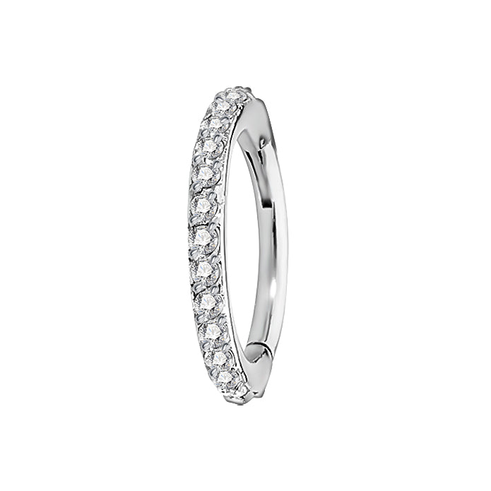 316L Stainless Steel Half Circle CZ Blaze Hoop – Bendable Segment Piercing Ring for Ear