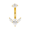 Titanium Bezel Set CZ Top With 2 Marquise CZ and Pear CZ Center Flower Belly Button Ring