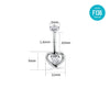 F136 Titanium Belly Button Ring–Heart CZ Dangle,Hypoallergenic Navel Piercing for Women