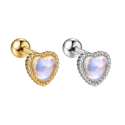 Opal Cartilage Stud 16G Internally Threaded Flat Back Helix Piercing
