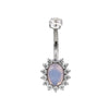 F136 Titanium Flower Navel Ring & Oval Natural Stone Center