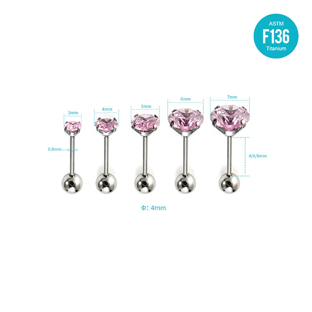 F136 Titanium External Thread CZ Stud–Ultra Sparkling 5A Zircon Piercing Jewelry for Helix,Cartilage,Conch