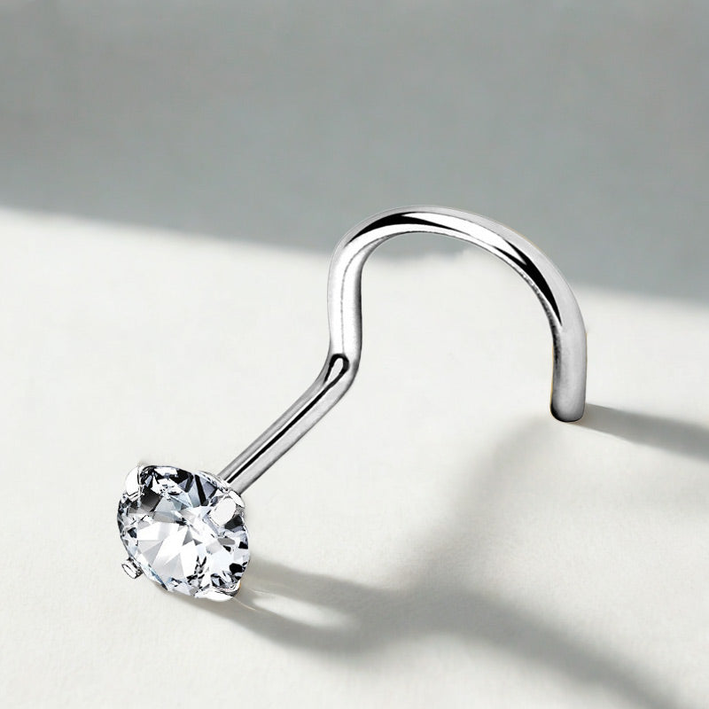 Implant Grade Titanium Nose Piercing with Cubic Zirconia