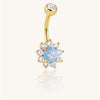 Floral Opal Belly Ring CZ Petal Design