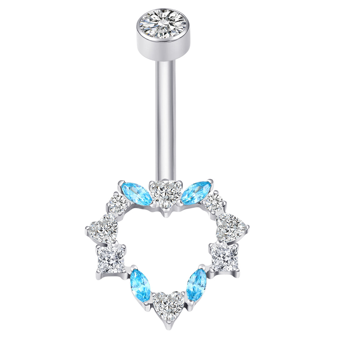 F136 Titanium Internally Threaded Belly Ring Threadless 5A Clear CZ Piercing Jewelry