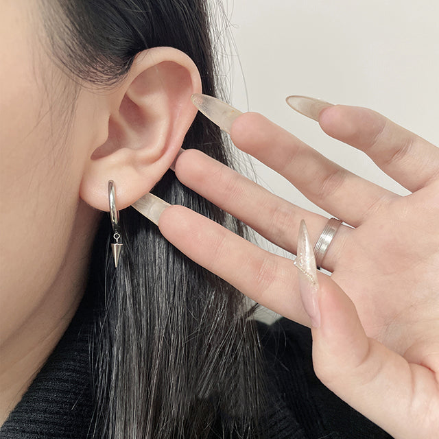 F136 Titanium D-Shaped Punk Spike Hoop–Straight Bar Hypoallergenic Earring for Cartilage,Helix or Lobe