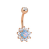 Floral Opal Belly Ring CZ Petal Design