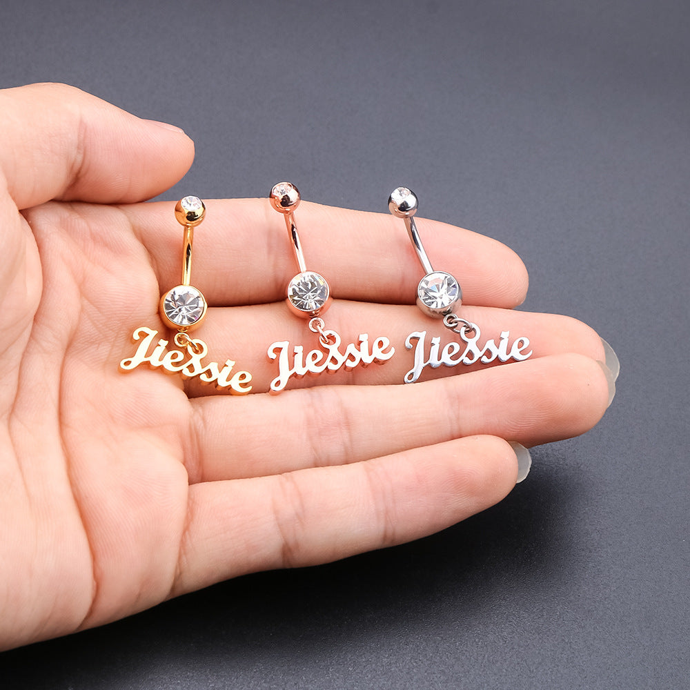 316L Custom Name Navel Ring–Personalized Belly Piercing Gift