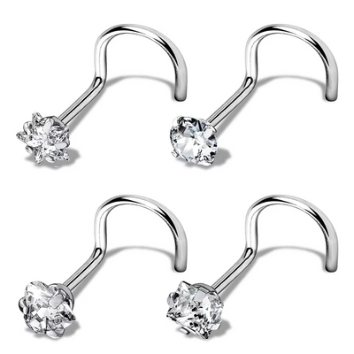 Implant Grade Titanium Nose Piercing with Cubic Zirconia