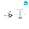 F136 Titanium Sea Urchin Spike Stud with Opal – Internally Threaded Piercing Top