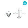F136 Titanium Internally Threaded Sphinx Cat Ear Stud–Hypoallergenic Retro Piercing Jewelry for Cartilage,Ear,Lip