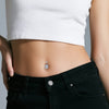 Titanium Internally Threaded Bezel Set CZ Top With Oval CZ Center Flower Belly Ring