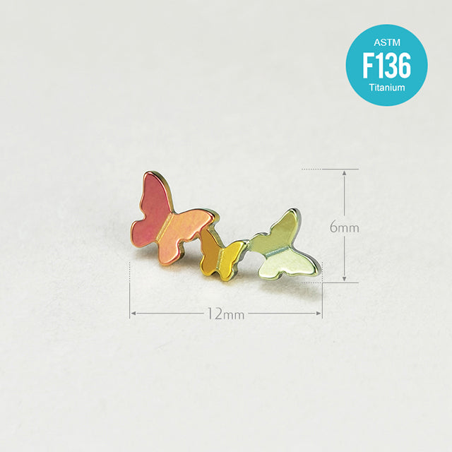 Medical Grade Titanium 16G Internally Threaded Triple Butterfly Helix Stud