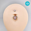 F136 Titanium Belly Button Ring–Heart CZ Dangle,Hypoallergenic Navel Piercing for Women