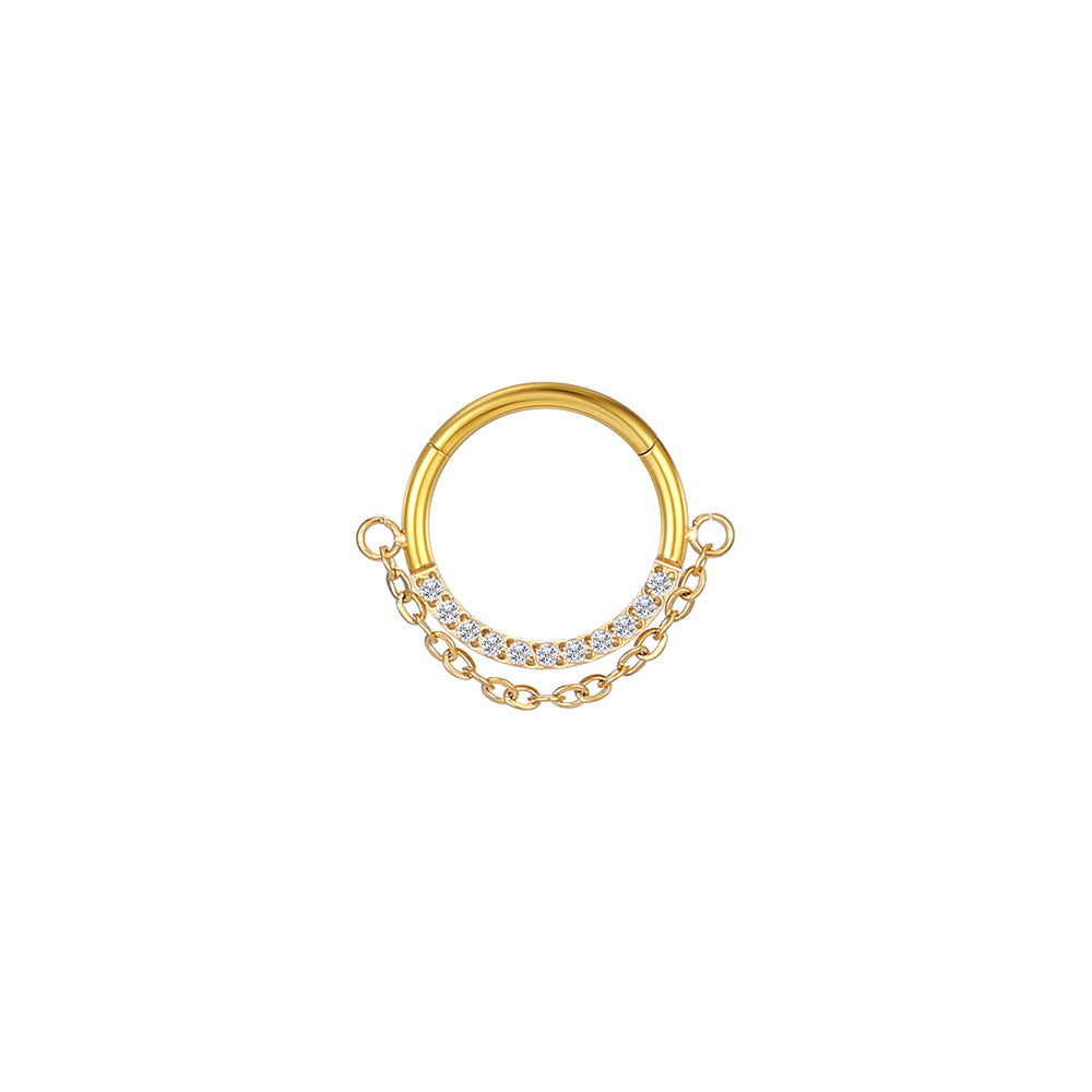 ASTM F136 Titanium Shape Dangle Nose Ring Hinged Septum Clicker Ring Earring Piercing
