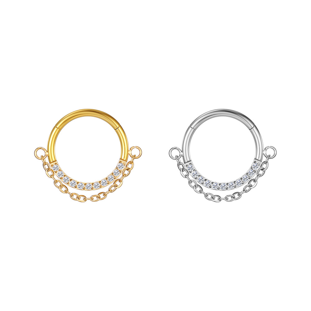 ASTM F136 Titanium Shape Dangle Nose Ring Hinged Septum Clicker Ring Earring Piercing