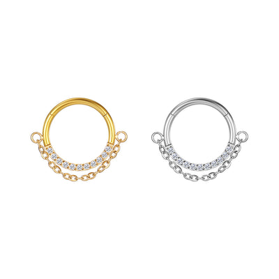 ASTM F136 Titanium Shape Dangle Nose Ring Hinged Septum Clicker Ring Earring Piercing