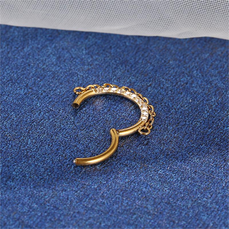 ASTM F136 Titanium Shape Dangle Nose Ring Hinged Septum Clicker Ring Earring Piercing