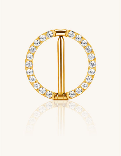 Sexy CZ Segment Nipple Ring–Implant Grade G23 Titanium Fashion Body Jewelry