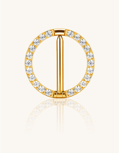 Sexy CZ Segment Nipple Ring–Implant Grade G23 Titanium Fashion Body Jewelry