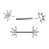 Modern Titanium Threadless Nipple Ring with 5 CNC-Set CZ