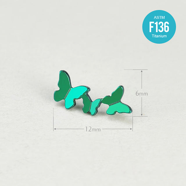 Medical Grade Titanium 16G Internally Threaded Triple Butterfly Helix Stud