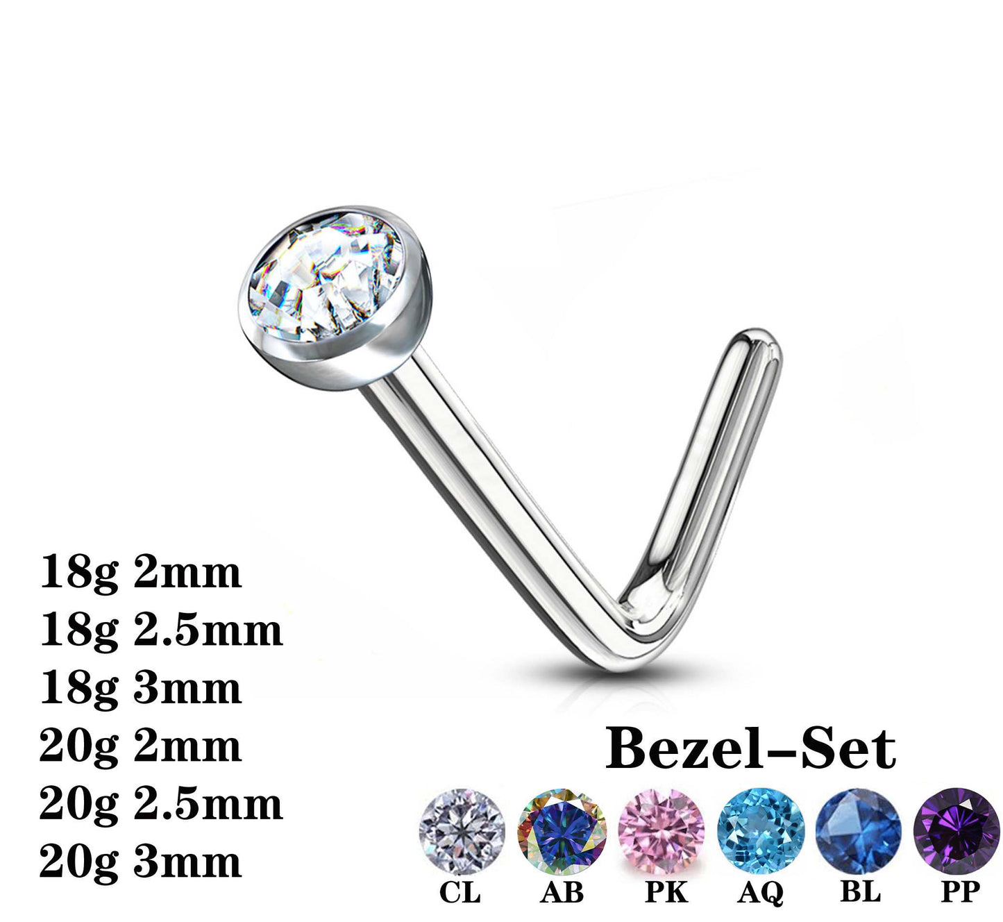 Titanium CZ Stone Nose Studs