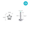 F136 Titanium Internally Threaded Star CZ Piercing Head–Lip, Ear & Nose Jewelry