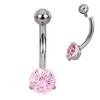 Titanium Belly Button Ring with Prong-Set CZ–Hypoallergenic Navel Piercing Jewelry
