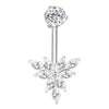F136 Titanium Internally Threaded Belly Ring Threadless 5A Clear CZ Piercing Jewelry
