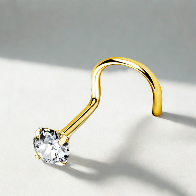 Implant Grade Titanium Nose Piercing with Cubic Zirconia