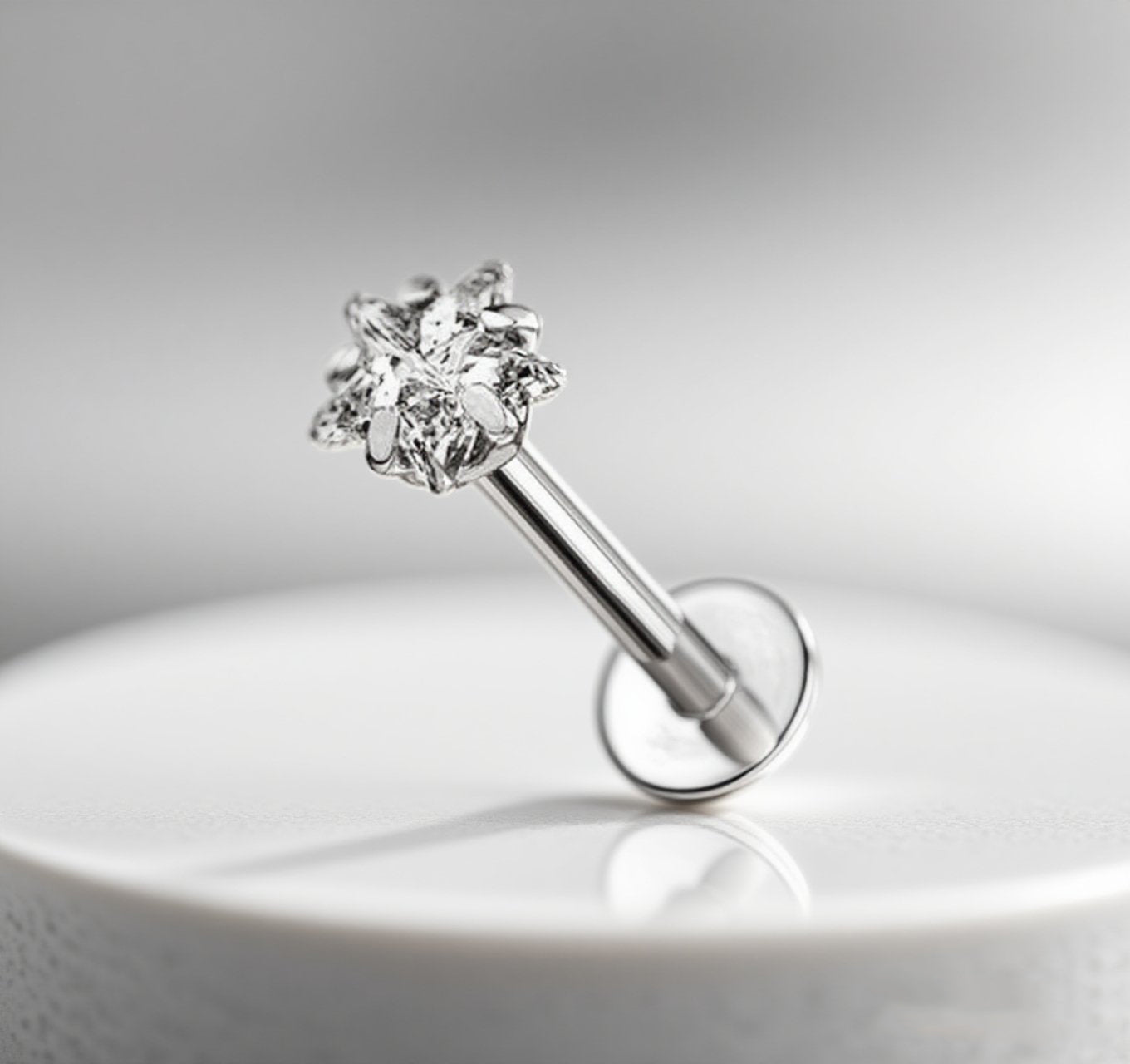 316L Stainless Steel Fashion Earring Round Star Square Heart Triangle CZ Labret Nose Rings Piercing Wholesale