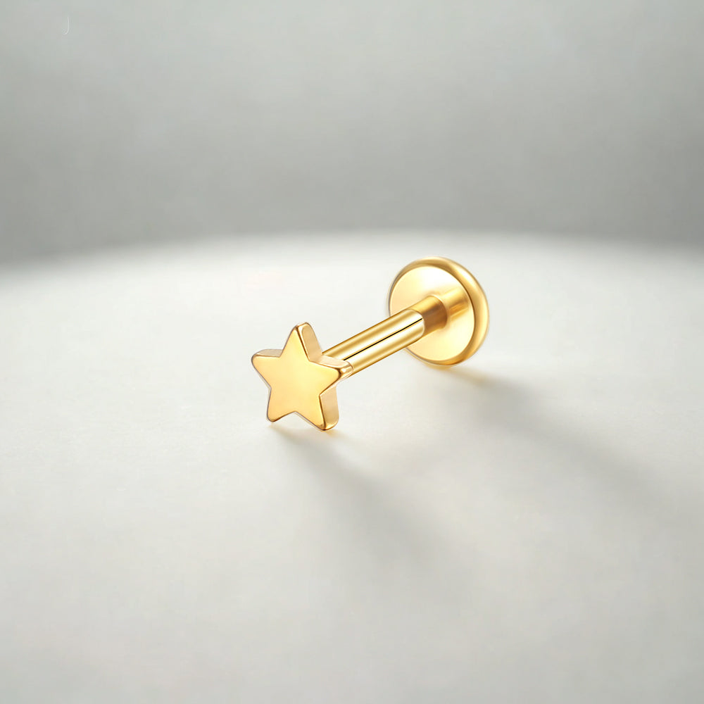 14K Solid Gold Star Piercing Stud Dainty Helix/Cartilage Earring