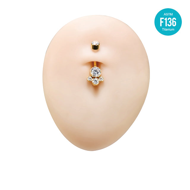 Gold F136 Titanium Belly Button Ring–Cat Paw CZ Dangle,Hypoallergenic Navel Piercing Jewelry